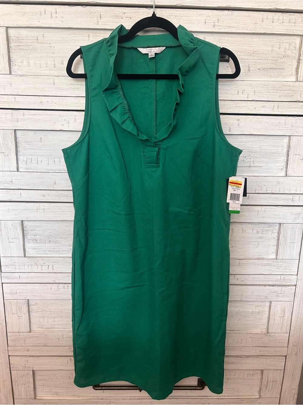 Signature by Robbie Bee Green Ruffle-Trim Midi Dress